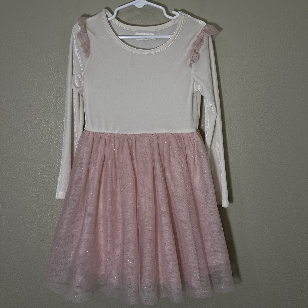 Btween Girls Sz 6‎ Ballerina Dress Princess Fairy Ivory Pink Velvet Mesh Sparkle